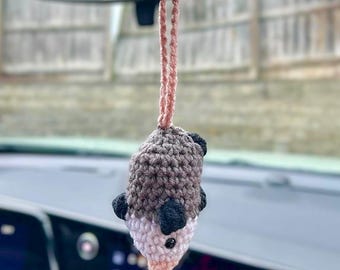 Crochet Mirror Hanger Possum Plushie Stuffed Animal