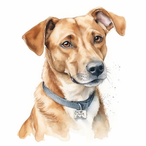Custom Watercolor Pet Portrait Print: Hand-Painted Dog Memorial