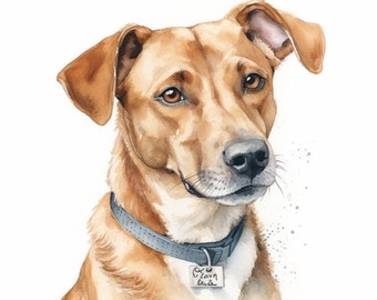 Custom Pet Portrait Print, Watercolor Dog Painting Hand Painted from Photo, Pet memorial gift, Pet loss gift