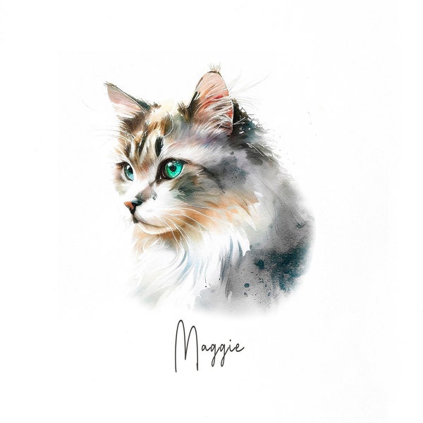 Custom cat portrait, Cat painting, Custom cat painting, Cat portrait, Cat loss gift, Watercolor cat, Pet portrait, Cat custom, Mothers gift