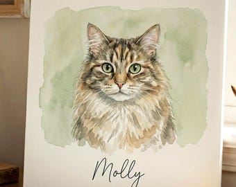 Custom Cat Portrait: Personalized Pet Memorial Painting