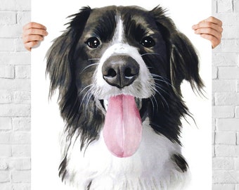 Custom Watercolor Pet Portrait Personalized Dog Portrait Unique Pet Print Portrait from Photo Commision Modern Poster Memorial Gift