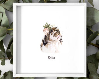 Custom Watercolor Bunny Portrait: Unique Pet Art From Photo