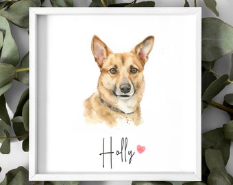 Watercolor pet portrait, Pet painting, Custom dog painting, Pet memorial, DOG LOSS
