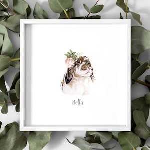 Custom Watercolor Bunny Portrait: Unique Pet Art From Photo