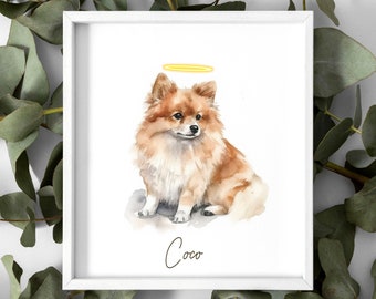 Custom Watercolor Pet Portrait: Cat Memorial Gift