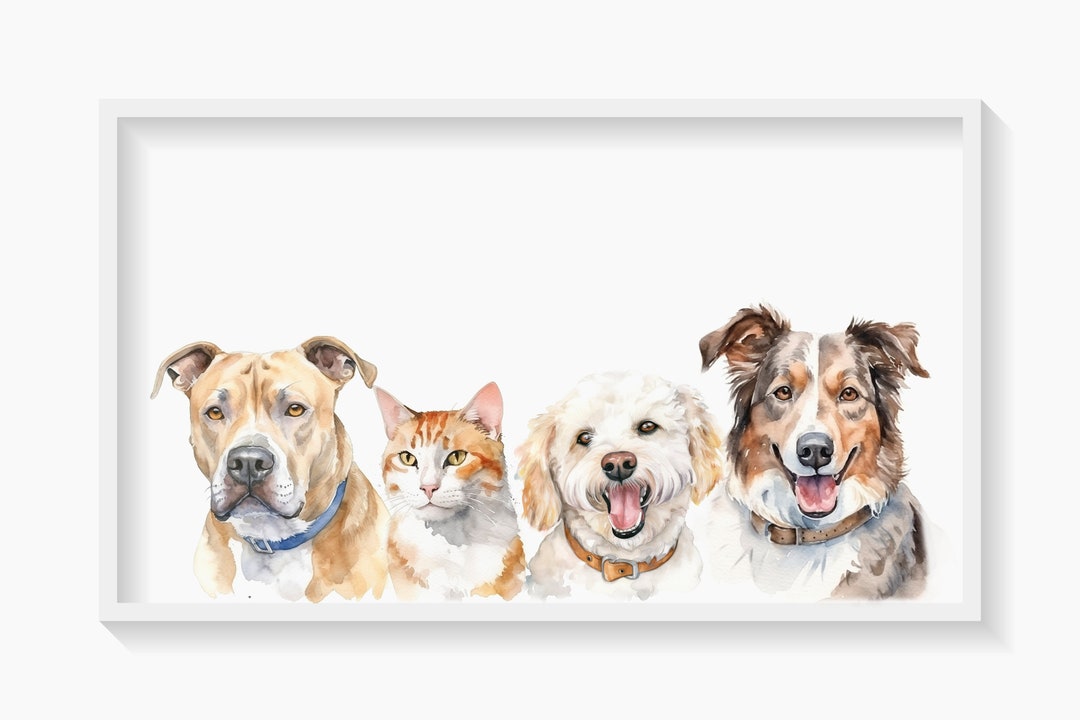 Custom Pet Portrait: Watercolor Dog, Cat Memorial Art - Etsy