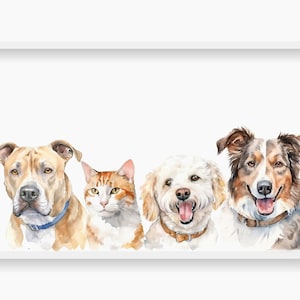 Custom Pet Portrait: Watercolor Dog, Cat Memorial Art