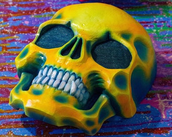 Rave trippy mask Human Skull Skeleton full face fluorescent festival outfit Thermal imaging coloring Psychedelic