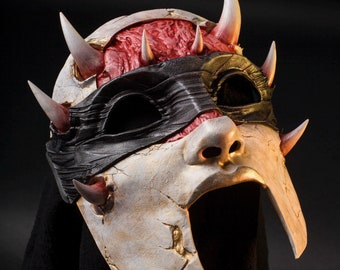 Demon Mask Halloween Lucifer Satan Cosplay God Devil creepy Horns Horned Greek sculpture Gothic masquerade Home Decor Carnival men Ritual