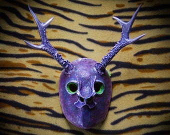 Druidenmaske Fee Schamane gehörnt Vollgesicht Fantasy Ritual Festival Pagan Knochen Holzgeist Naturkostüm Rave Wanddekoration Maskerade Geweih