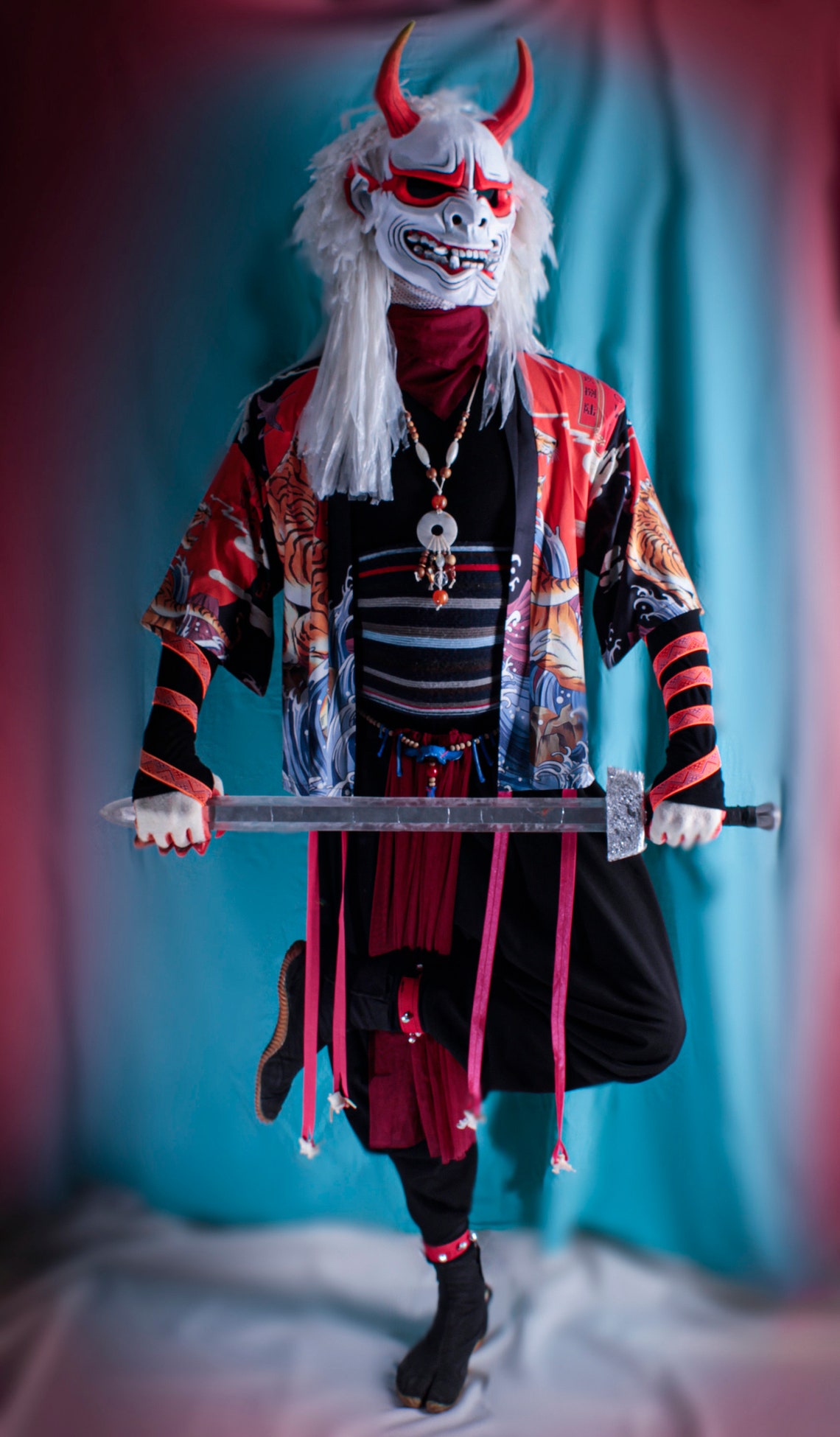Oni mask full face Samurai Ghoul Japan Hannah for cosplay | Etsy