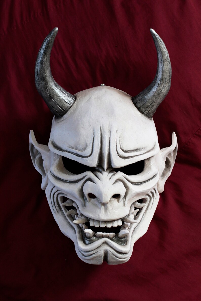 Oni Mask Hannya Japanese Demon Full Face Kabuki Samurai Etsy