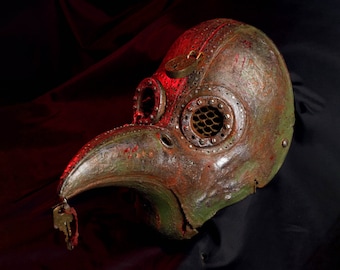 Plague Doctor Mask Post apocalyptic Apocalypse Wasteland rusty steampunk halloween Crow Raven larp costume full face monster reaper mad god