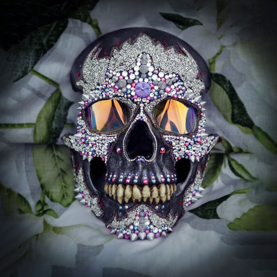 Rhinestone Skull Mask Crystal Skeleton Dj Day of the Dead