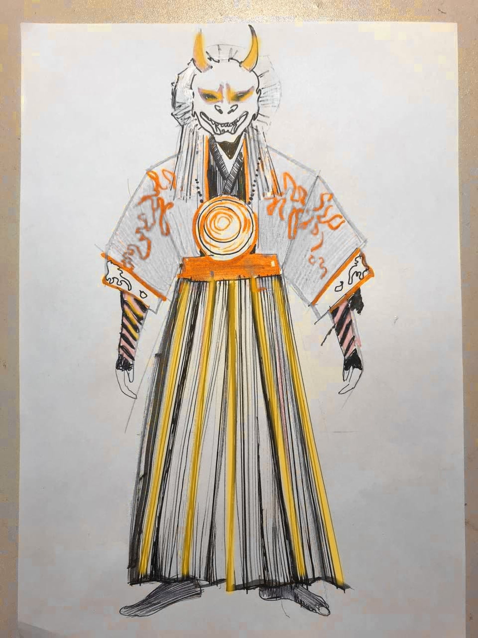 Japanese Emperor Clothing Anime Oni Demon Mask Full White Suit | Etsy