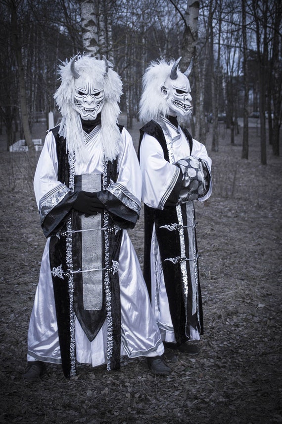 Japanese Emperor Clothing Anime Oni Demon Mask Full White Suit Costume Demon  Hannah Samurai Cosplay Outfit - Etsy Sweden