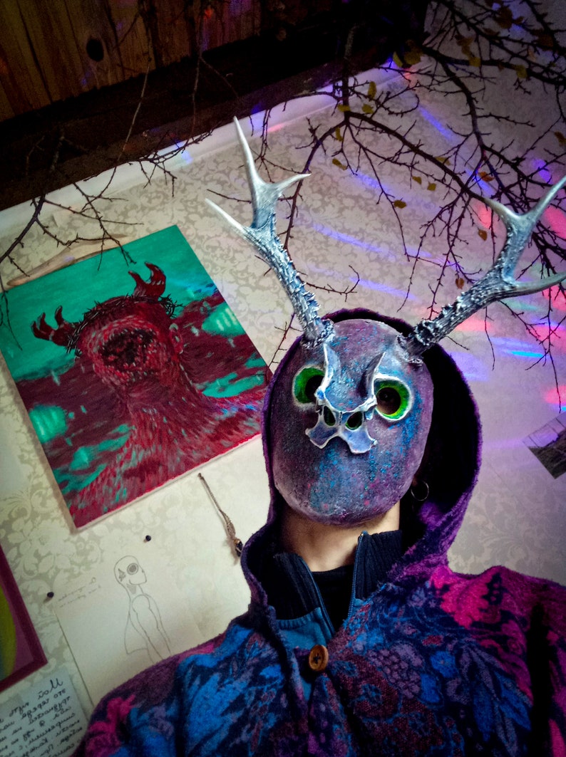 Horned Druid Mask – Antler Full-face Fairy/shaman, Pagan Ritual Costume ...