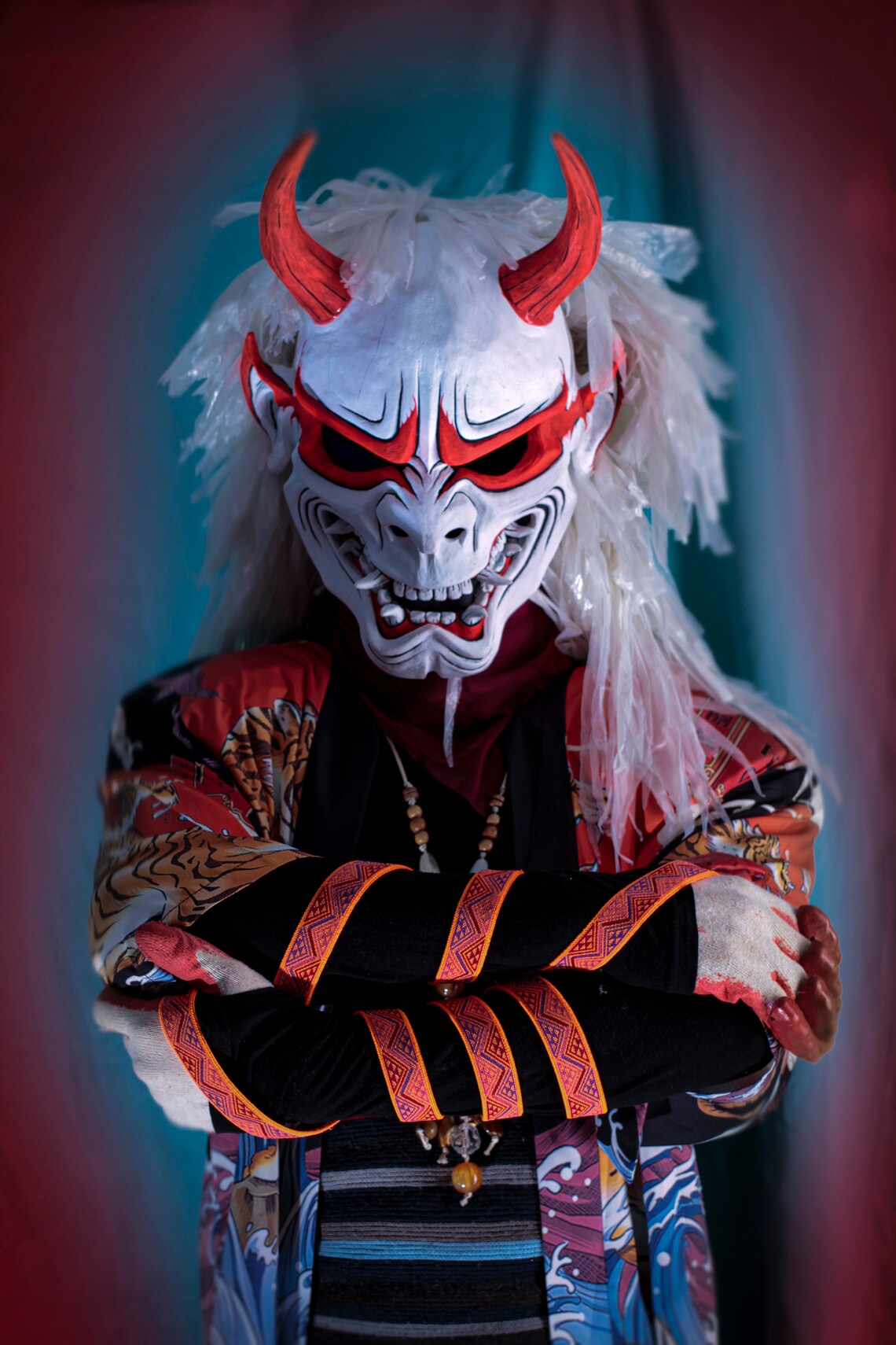 Oni mask full face Samurai Ghoul Japan Hannah for cosplay Etsy