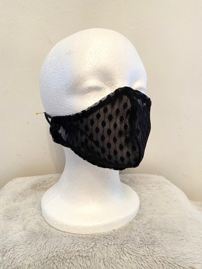 Sheer dot lace silk face mask covering handmade protective Etsy
