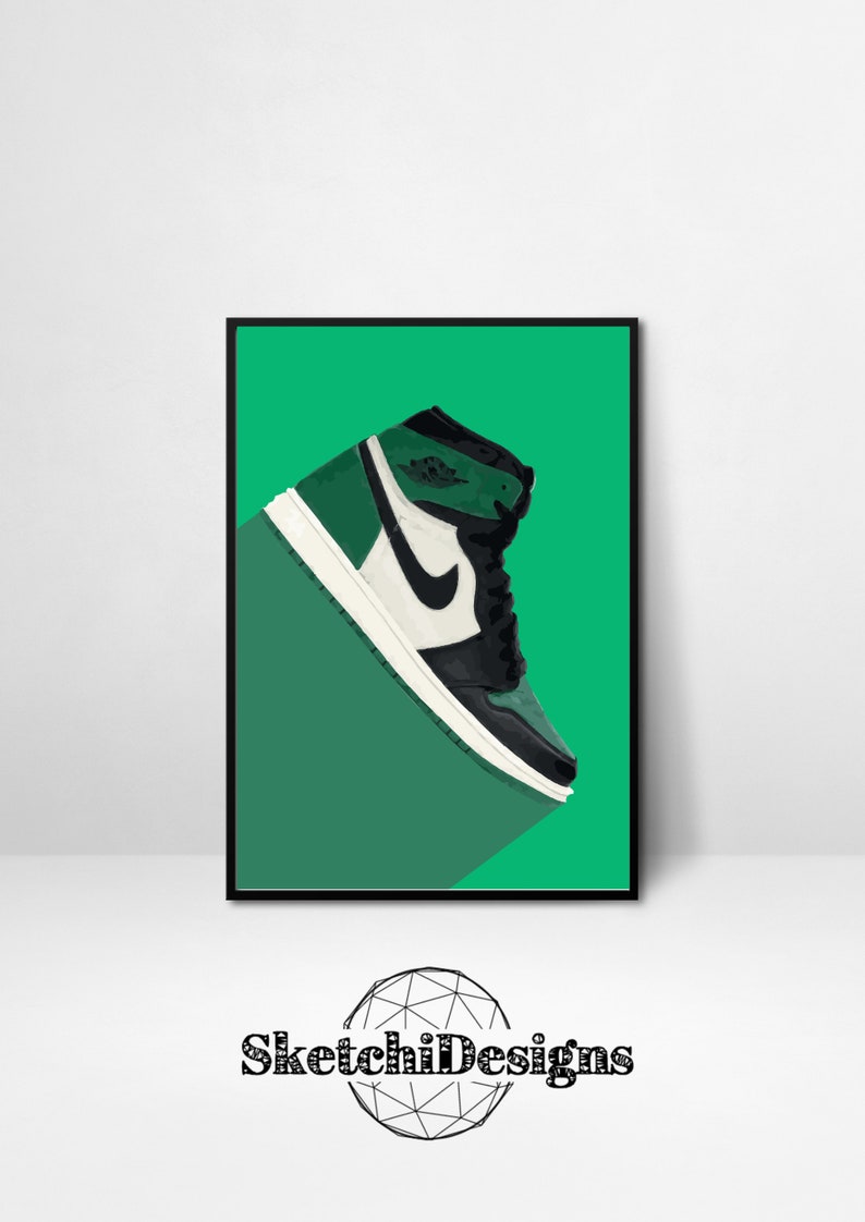 Nike Air Jordan 1 Pine Green Jordan Sneaker Wall Art Poster Etsy