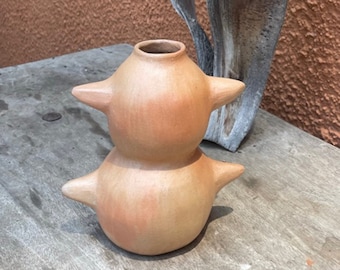Rustic Pit Fired Natural Clay Vase