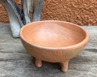 Rustic Pit Fired Natural Clay Footed Bowl