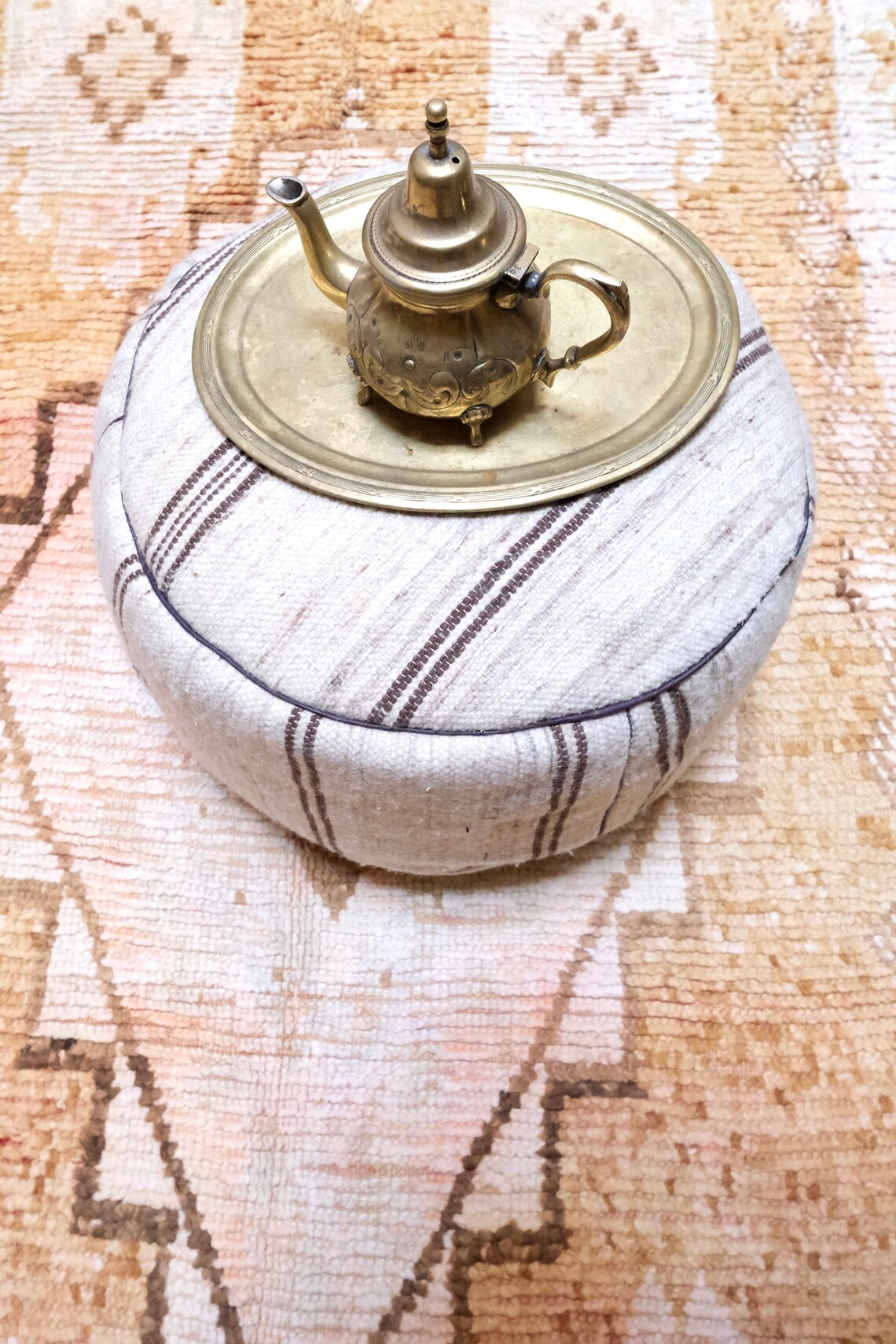 Puf marroquí / Vintage Kilim Puf / Beige Brown Neutral / Puf | Etsy