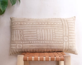 African Mud Cloth Cushion Cover| Light Grey Gray Smoke | Mali Vintage Fabric | Lumbar Pillow | Throw pillow Case | Decorative | Bogolanfini