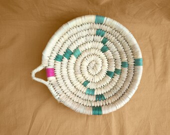 Woven Raffia Basket | Storage | Rattan Organizer | Fruit Tray | Handmade Basket Tray | Moroccan Decor | Boho Wicker Bowl