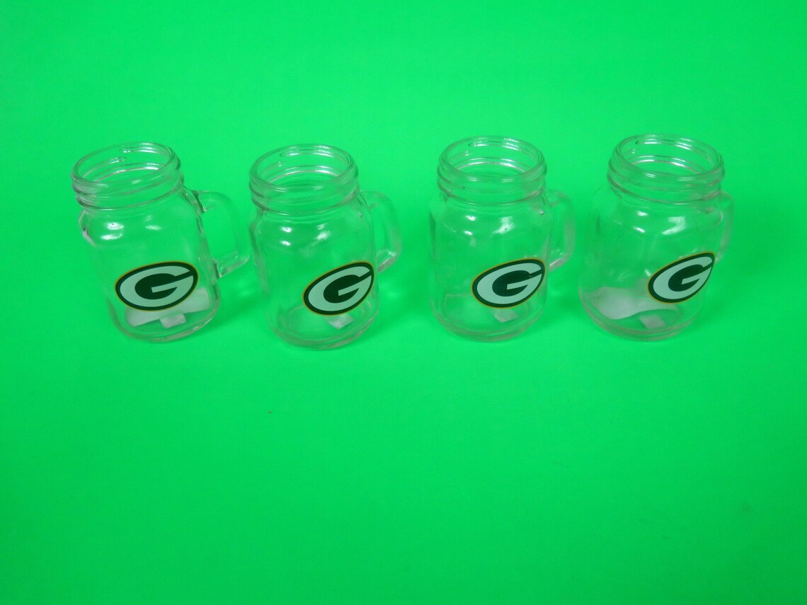 Green Bay Packers Large Shot Glasses Set of 4 Etsy