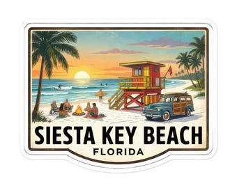 Siesta Key Beach Florida Sticker |  Coast Ocean Lover Souvenir, Sarasota Vacation Gift  Decal,