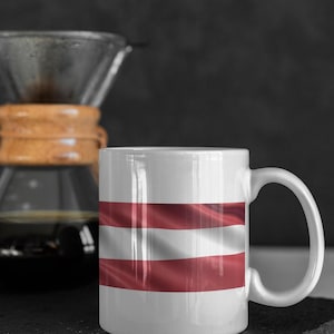 Latvia Flag Mug, Ceramic Coffee Cup for National Pride