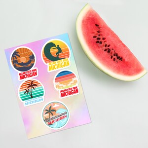 McLain State Park MICHIGAN surfer tropical sea vacation beach sticker pack