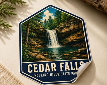 Cedar Falls Hocking Hills State Park Ohio Glossy Travel Sticker Decal Laptop Luggage Art