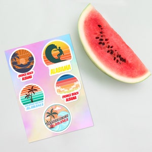 ORANGE BEACH ALABAMA surfer tropical sea vacation beach sticker pack