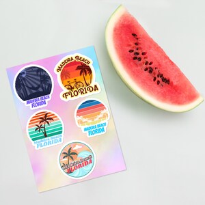 Madeira Beach FLORIDA surfer tropical sea vacation beach decal sticker pack