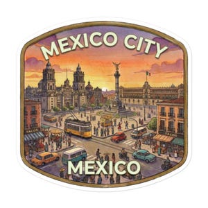 Adesivo da viaggio Città del Messico, decalcomania in vinile lucido Skyline CDMX, decorazione per album, arte per laptop