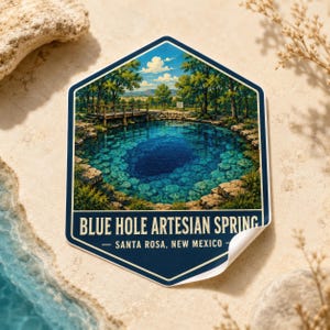 Pegatina/calcomanía de viaje para portátil/botella de agua de Blue Hole, manantial artesiano de Santa Rosa, Nuevo México, originaria de Santa Rosa, Nuevo México.