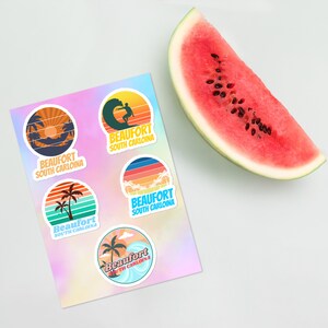 Beaufort SOUTH CAROLINA surfer tropische zee vakantie strand sticker pack