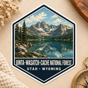 Uinta-Wasatch-Cache National Forest Utah Travel Sticker Decal Water Bottle Laptop Camper Art