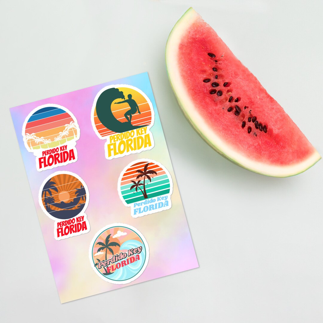 Perdido Key Sticker Perdido Key FLORIDA Surfer Tropical Sea Vacation Sticker Pack - Etsy