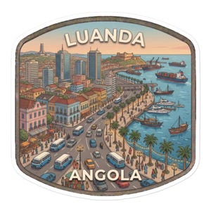 Luanda Angola Travel Sticker West Africa Vinyl Glossy Decal Laptop Luggage Water Bottle Souvenir
