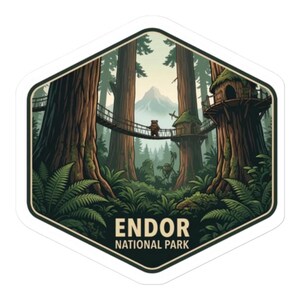 Star Wars Fan-Aufkleber „Endor Nationalpark“ im Retro-Stil, glänzend, für Laptops und Wasserflaschen