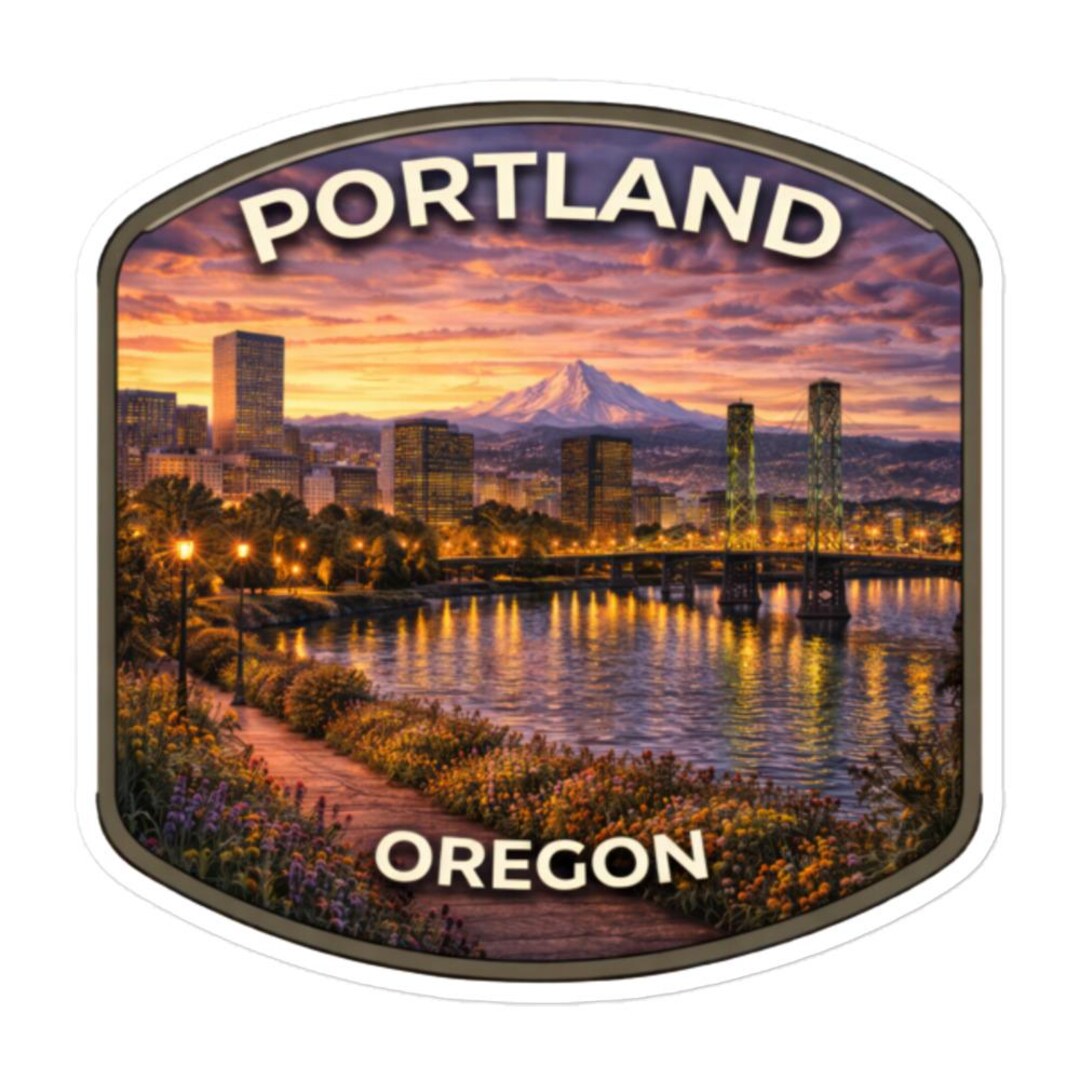 Portland Infinity Sticker Portland Oregon Cityscape Sticker, Retro Sunset Art Decal - Etsy
