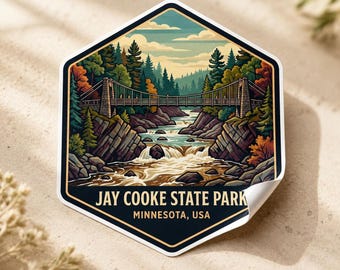 Jay Cooke State Park Minnesota Glossy Travel Sticker St. Louis River  Decal Laptop Luggage