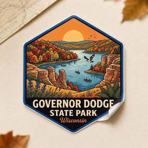 Governor Dodge State Park Wisconsin Glossy Travel Sticker Driftless Area Decal Laptop Luggage Art
