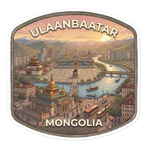 Ulaanbaatar Mongoliet reseklistermärke Djingis Khan vinyl glansigt dekal laptop bagage vattenflaska
