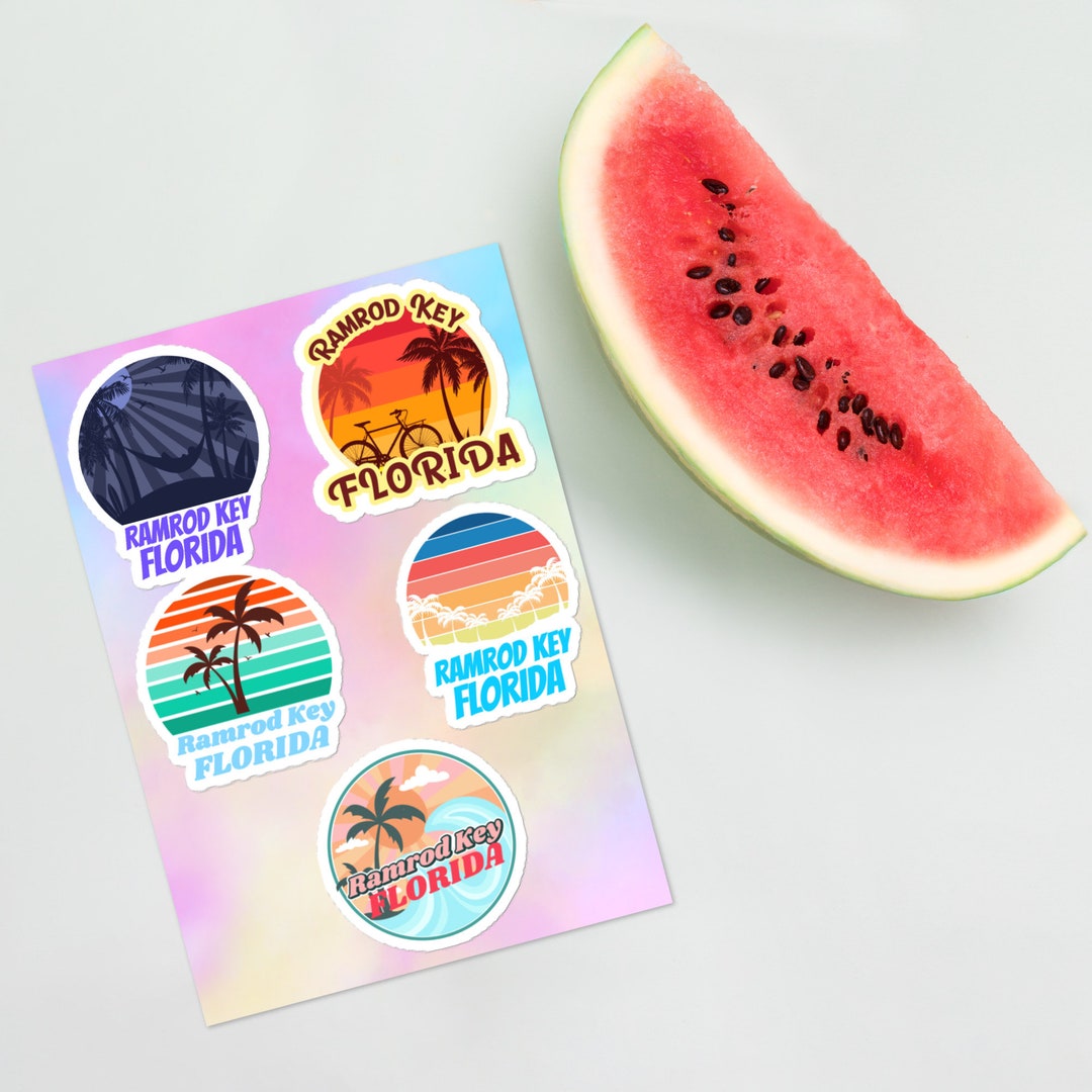 Ramrod Key FLORIDA KEYS Surfer Tropical Sea Vacation Beach Sticker Pack ...