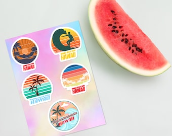 Waimea Beach Oahu HAWAII surfer tropical sea vacation sticker pack